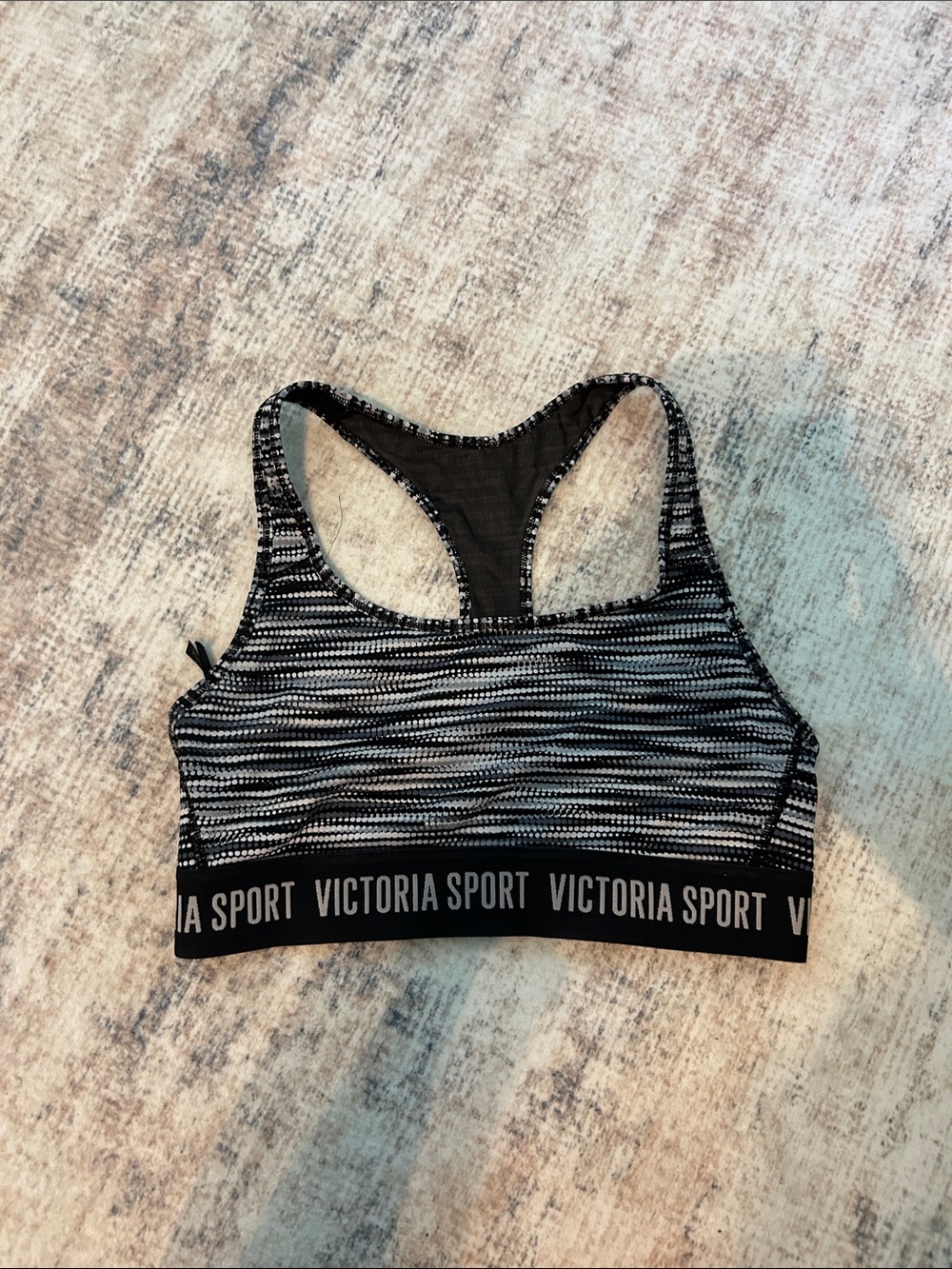 Victoria's Secret Black & White Striped Racerback Sports Bra